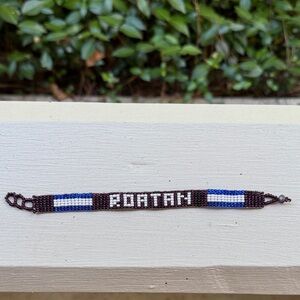 Handcrafted Roatan Brown and Blue Beaded Bracelet Honduras